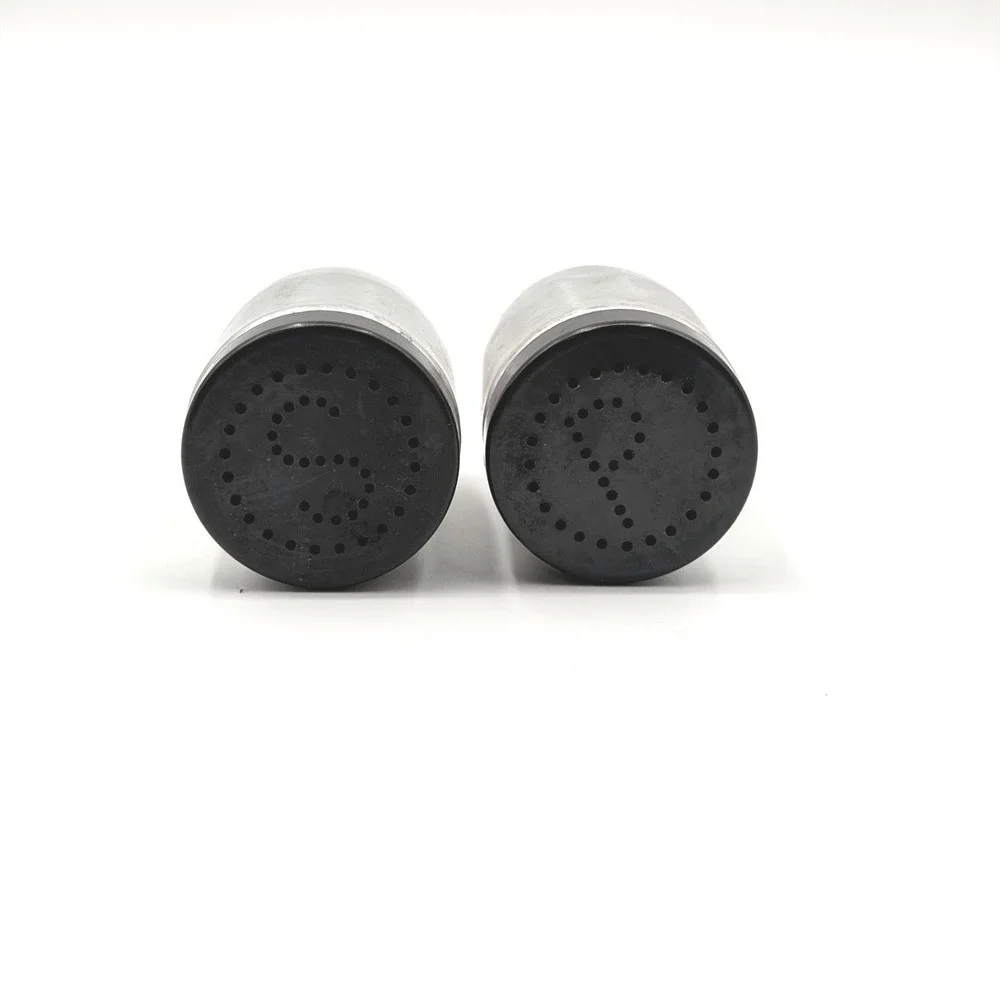 Vintage Mid Century Modern Aluminum Salt and Pepper Shakers Black Lids S P Set